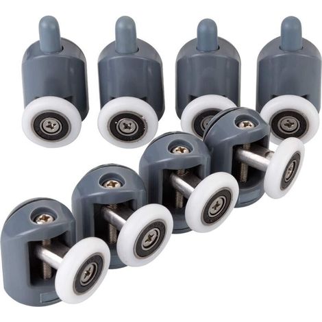 Lot de 8 Roulettes pour Porte de Douche,Roulettes Cabine de Douche pour Salle de Bain 23mm (4 Supérieures et 4 Inférieures), (1/5)