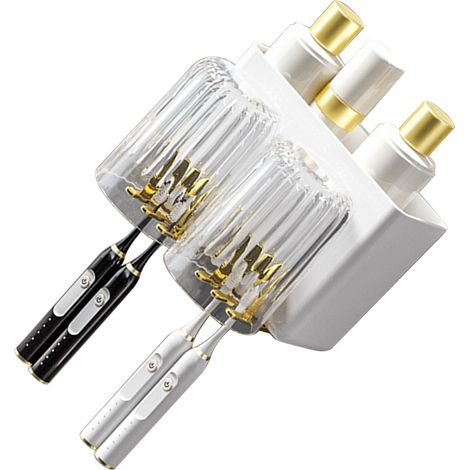 Organisateur mural pour brosses à dents, sans perçage, hygiénique, durable et élégant pour salle de bain, 2 compartiments, blanc (1/5)