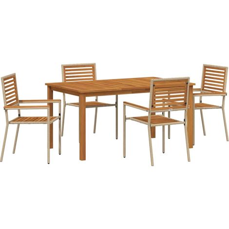 Maison Exclusive - Set da Pranzo per Giardino 5 pcs Beige Legno di Acacia Massello