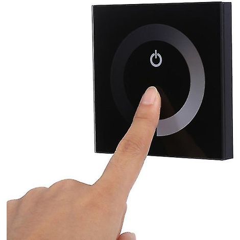 DC 12V-24V Wanddimmer, Touchscreen, monochromer LED-Streifen mit einstellbarer Helligkeit, LED-Dimmer mit Touchscreen (Schwarz) (1/4)