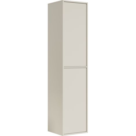 Badplaats – Armoire de rangement suspendue 160 cm – 2 portes push-to-open – 6 compartiments – MDF cachemire – Fixation murale incluse