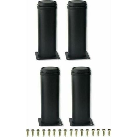 4 pezzi di piedini regolabili in metallo di acciaio inossidabile nero da 15 cm per mobili, per armadi, tavoli, divani, piedini di ricambio per mobili, neri, 15 cm -Crezuo