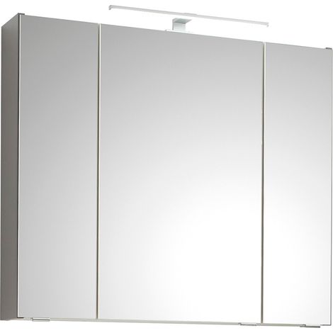 Badezimmer Spiegelschrank, 80 cm breit, QENA-66 in Quarzgrau Matt Touch, B/H/T ca. 80/70/16 cm (1/5)
