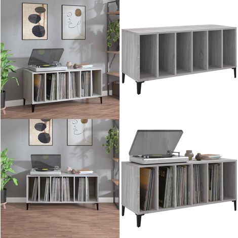 Armoire à disques sonoma gris 100x38x48 cm bois d'ingénierie - Meuble À Disques - Armoire Vinyle - Rangement Musique - Étagère Disque - Support Tournivelle - Home & Living