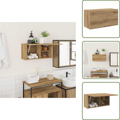 Armario de madera - vidaXL Mueble de pared baño madera ingeniería roble artisan 60x25x30cm - Armario de roble