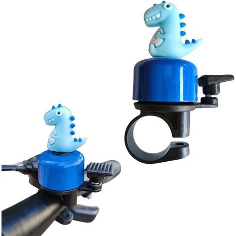 Campanello per bicicletta per bambini, design con dinosauri, per pedalare in sicurezza, suono chiaro e forte, 10,2 cm, blu (1/5)