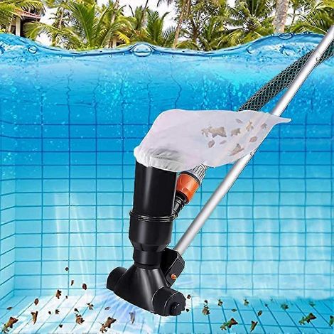 Aspirateur portable pour piscines hors sol, spas, fontaines, jacuzzis, aspirateur sous-marin noir avec tête d'aspiration des feuilles et (1/5)