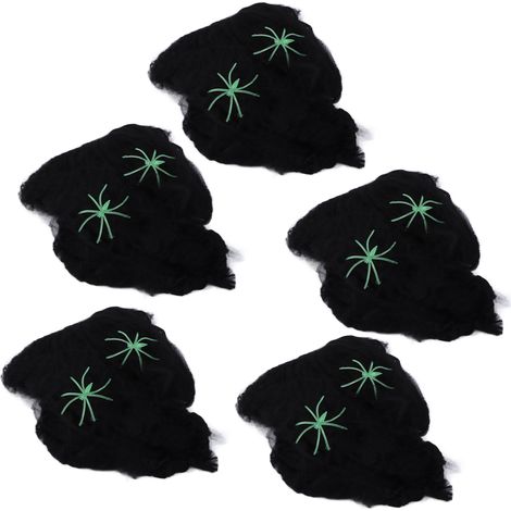 5pcs Spider Web Terrible Vivid Scalable Halloween Decorative Supplies for Indoor OutdoorBlack (1/5)