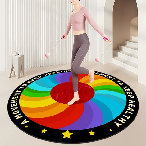 HSS-Tapis de gym à domicile, tapis absorbant les chocs et le bruit pour salles de sport,convient pour la corde à sauter et les exercices cardio - rond de 100 cm de diamètre-140x140cm