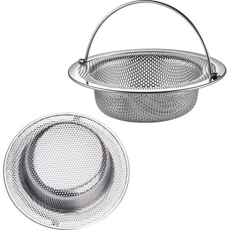 Tappo di scarico - Filtro di scarico - Piccolo filtro - Acciaio inossidabile Filtro universale per lavello, Filtro per lavello - 2 pezzi - Filtro per lavello in acciaio inossidabile (1/5)