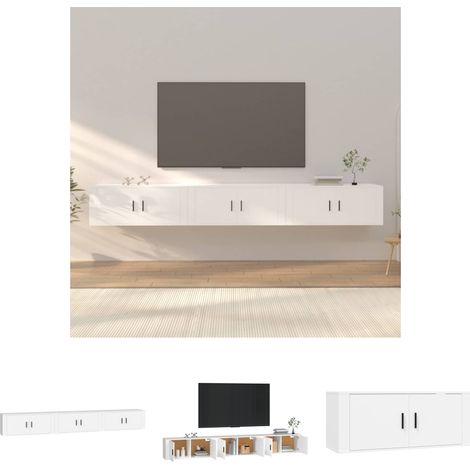 Weiß - vidaXL TV-Wandschränke 3 Stk. Weiß 100x34,5x40 cm - Wandkonsole (1/5)