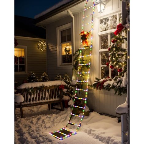 BREEZENEST Ladder Christmas Lights with Santa Claus, Outdoor Waterproof LED Lights with Remote, 8 Modes & 4 Brightness Levels, 6H Timer for Garden Yard Indoor Xmas Holiday Party Decorations (1/5)