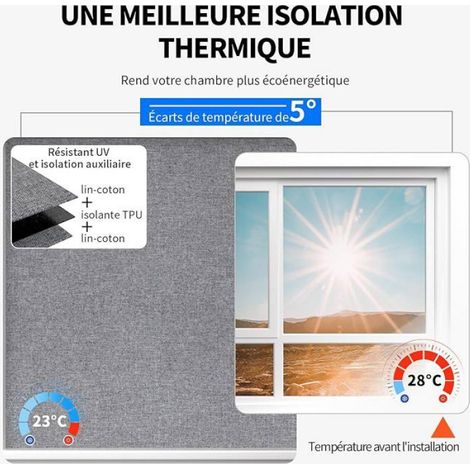 1 Store Occultant,Sans Perçage,Lin-Coton,Isolation Thermique,Fenêtre,100x150cm,Gris (1/5)