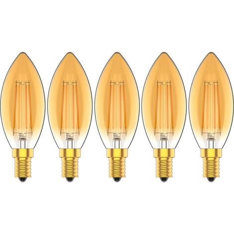 Ampoules Bougie à LED E14 4W, 30W Ampoule à incandescence équivalent, 2200K Blanc Chaud, 300LM, Cri80+, Petit Culot à Vis, Chandelier ampoules LED,Lot de 5 (1/5)