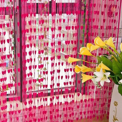Rideau De Douche - Motif Coeur - 100 cm x 200 cm - Rose Fuchsia - Pour Salle De Bain Porte Fenetre (1/4)