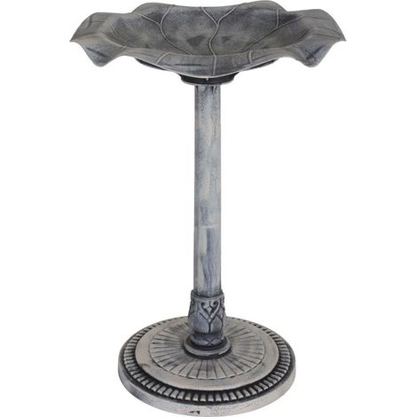 Abreuvoir pour oiseaux en plastique couleur pierre – Sur pied – Diamètre 50 cm, hauteur 72 cm – Poids 1,9 kg – Pour petits oiseaux (1/4)