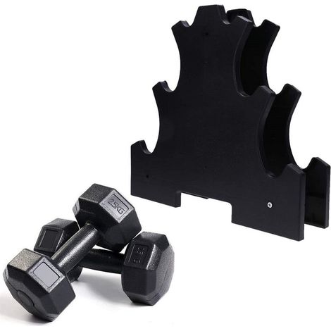 Support D'haltères à 3 Niveaux Pour Accessoires De Fitness à Domicile Noir (1/5)