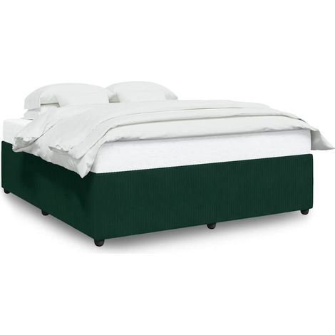 Lit double Lit adulte Cadre de lit sans matelas vert foncé 180x200 cm velours (1/5)