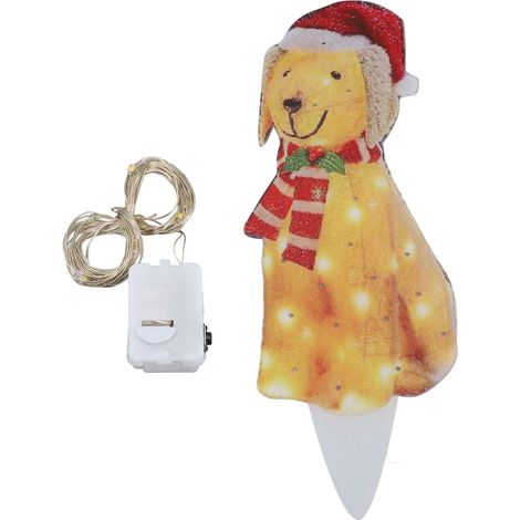 Beleuchtete Weihnachtshunde-Dekoration – Acrylfigur mit Girlande für Garten und Terrasse (1/5)