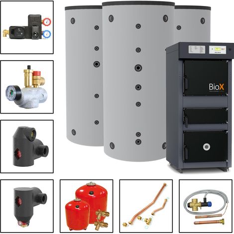 Solarbayer Holzvergaserset BioX 45-1D Variante D mit 3xSLS-1000S Pufferspeicher (1/5)