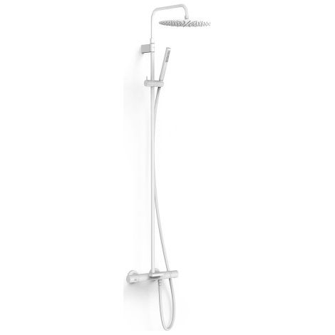 Ensemble de robinet thermostatique mural à 3 voies pour baignoire et douche Blanc mat - TRES 19031212BM (1/2)