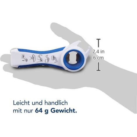 Outil Multifonction 5-en-1- Décapsuleur et Ouvre-Boîte avec Poignée Ergonomique Ambidextre - Blanc/Bleu (1/4)