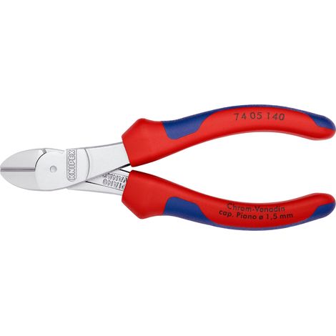KNIPEX 74 05 140 Alicates de corte diagonal de fuerza con mangos multicomponentes cromado 140 mm