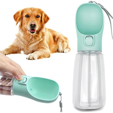 Borraccia per cani Vitdipy, borraccia da 550 ml, borraccia sportiva per cani, colore verde. (1/5)