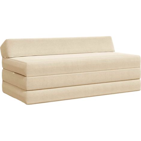 Foldable Sofa Bed Cream 120 x 60 x 49 cm Fabric vidaXL (1/5)