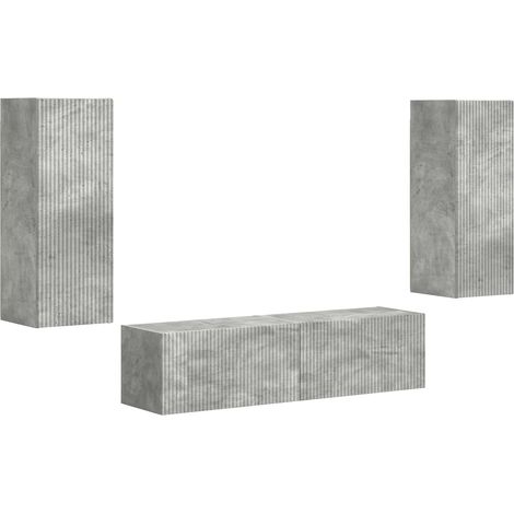Maison Exclusive - TV-Schrankset Wandmontiert 2 pcs Beton Grau Ho