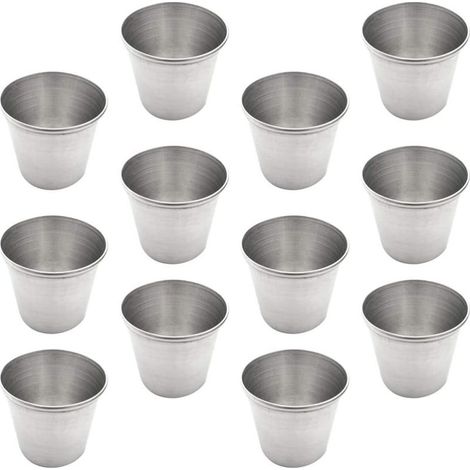 12 verres à liqueur en acier inoxydable, 45 ml, diamètre supérieur 48 mm, hauteur 40 mm, usage bar restaurant maison (1/4)