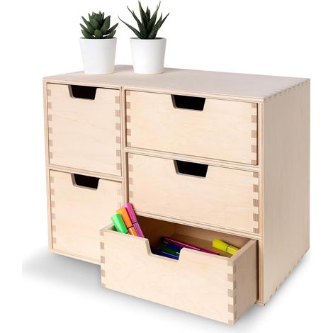 Schubladenbox Schubladenelement 36 x 20 x 28,5 cm - Mini-Kommode für Kleinigkeiten aus Birken-Sperrholz