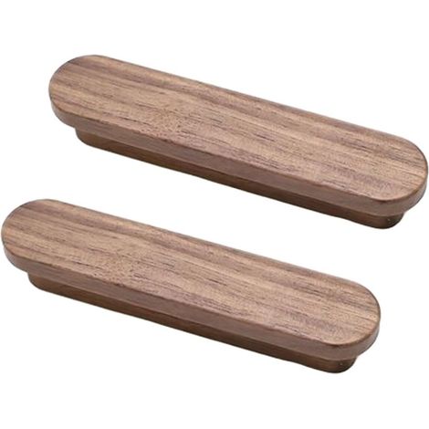 2 pièces Poignées de meuble en noyer - Poignées de tiroir en bois naturel classique, poignées décoratives antiques pour meubles, cuisine, commode, armoire, porte, bureau (distance entre trous 96mm) (1/5)