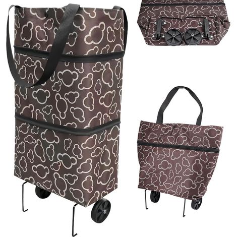 2 en 1 Cadie a roulettes de Courses, Multifonction Caddie Chariot de Courses Pliable, Sac de Courses avec roulettes Réutilisables, Imperméable Chariots de Courses pour Shopping, Supermarché, Cuisine