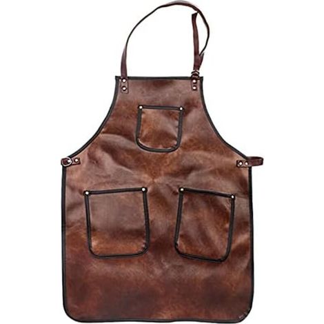 Tablier de chef à trois poches - cuir imperméable, bretelles croisées et poches - idéal pour la cuisine, le barbecue, etc. - 1 pièce (1/4)