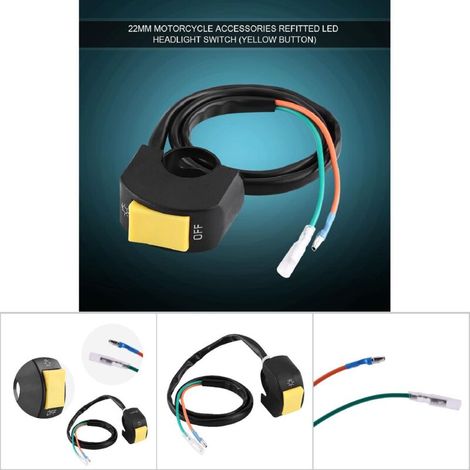 LED-Ein-/Ausschalter für Motorradscheinwerfer mit gelbem Knopf, 7/8-Zoll-Lenkerhalterung
