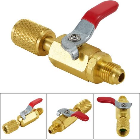 R12 R134A R410A Klimaanlagen-Absperrventile Kältemittel 1/2 ACME 1/4 SAE 5 / 16SAE Gerades Kugelventil Ein/Aus (3er-Pack) (1/5)