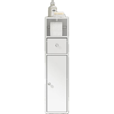 Badezimmer-Schrank, Kompaktes Design, 3-stufige Organisation, WEISS (1/2)