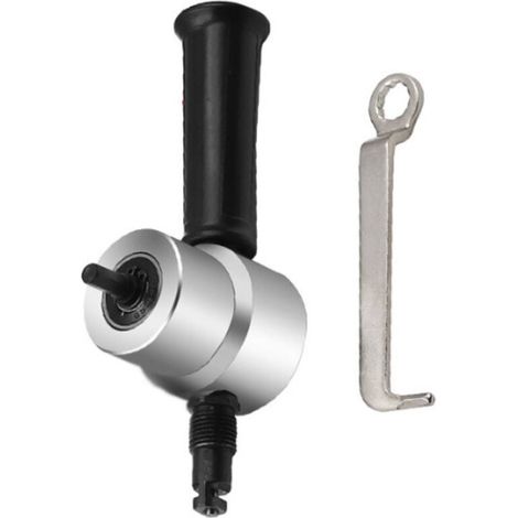Kit di taglio per lamiera, taglierina per lamiera a doppia testa, kit di utensili da taglio con nibbler elettrico regolabile a 360 gradi per trapano (1/4)