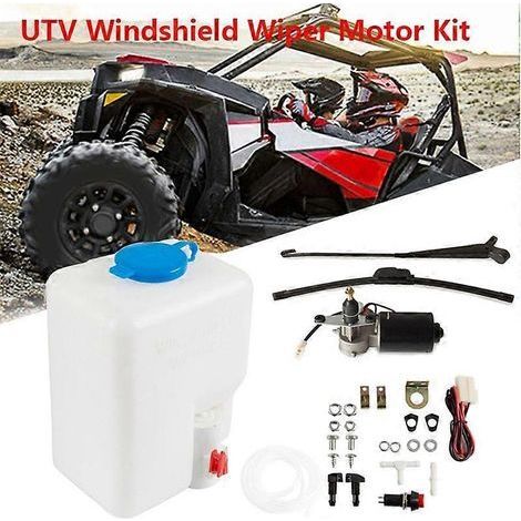 Kit de moteur d'essuie-glace électrique universel pour UTV avec flacon pulvérisateur, compatible avec Polaris, Ranger, RZR 900 et autres.