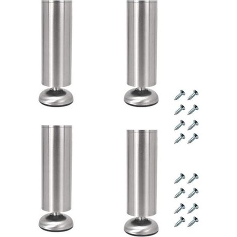 Lot de 4 pieds de meubles réglables en acier inoxydable de 25 cm d'épaisseur pour meuble TV et canapé (1/4)