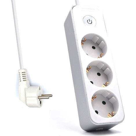 Multiprise Murale - 3 Sorties et 1 Prise Schuko de 16A - Avec Protection pour les Enfants - Interrupteur avec Lumière LED - Facile à Débrancher - Prolongateur de prise (1/5)