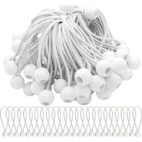 Lot de 50 Tendeur Elastique Cordons Élastiques avec Boules Sandow Elastique Boules Elastiques pour chapiteaux, tentes, bannières et bâches (1/5)