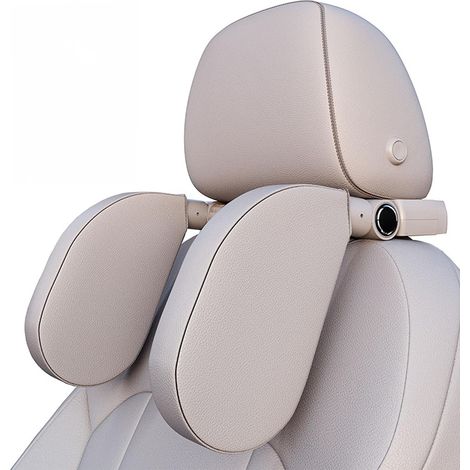 Repose-tête de voiture pour enfants, réglable à 180 °, en cuir, respirant, coussin de nuque, convient aux adultes et aux enfants, pour dormir en voyage, gris (1/5)