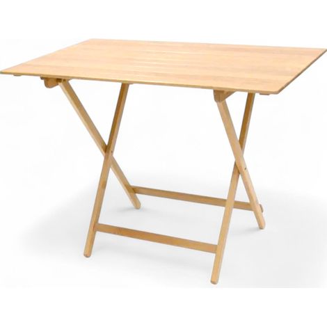 Tavolo pic nic richiudibile in legno naturale con doghe in faggio ideale per esterni e giardino - 60x100xH75 cm (1/5)