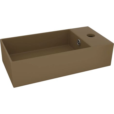 Lavabo bagno con troppopieno da appoggio wc lavabo bagno cucina interno casa 48 x 25 cm ceramica crema opaco 020002738