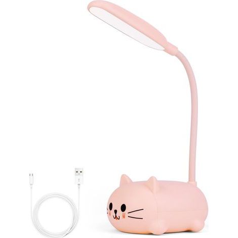 Wiederaufladbare Kinderschreibtischlampe, faltbare Katzen-Nachtlampe, 4000K Leselampe mit Berührungssensor, Dekoration für Mädchen- oder Babyzimmer (1/5)
