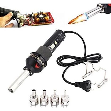 450 W Pistolet à Air Chaud Portable, 220 V Décapeur Thermique, Ensemble de Pistolets à Air Chaud avec Affichage NuméRique LCD pour Dessouder Divers Panneau de Couverture de Boîte