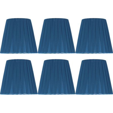 6 Pièces Abat-jour en Tissu Moderne pour Cristal Clip sur Lustre Applique Murale Bleu (1/5)