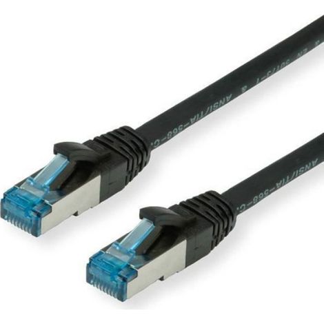 Câble Réseau Cat6a - S-FTP - 0,5 m - RJ-45 Mâle/Mâle - Placage Or - 10 Gbps - LSZH - Noir